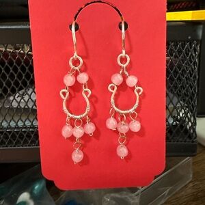 Chic Pink Beaded Dangle Earrings